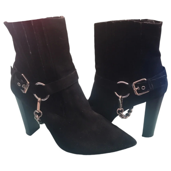 Asos design black suede silver Fallon heeled ankle boots sz 10 - Picture 1 of 7